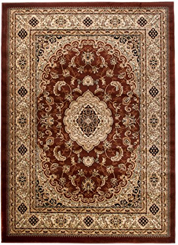Carpeto Teppich Orientteppich Braun 140 x 190 cm Medaillon Konturenschnitt Muster Iskander Kollektion von Carpeto Rugs