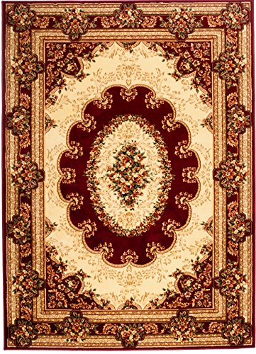 Carpeto Teppich Orientteppich Rot 120 x 170 cm Ornamente Konturenschnitt Muster Iskander Kollektion von Carpeto Rugs