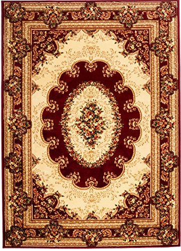 Carpeto Teppich Orientteppich Rot 200 x 400 cm Ornamente Konturenschnitt Muster Iskander Kollektion von Carpeto Rugs