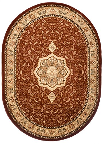 Carpeto Teppich Oval Orientteppich Braun 150 x 295 cm Medaillon Konturenschnitt Muster Iskander Kollektion von Carpeto Rugs