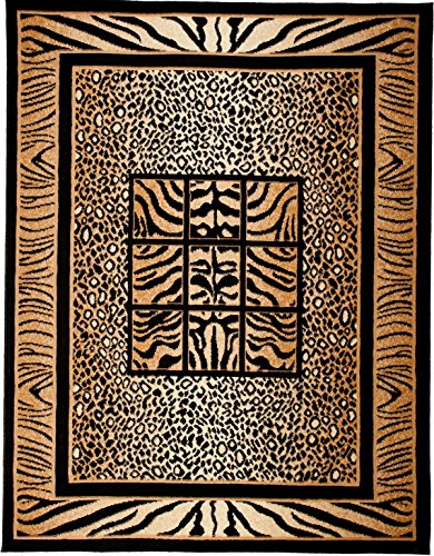 Carpeto Tierfell Teppich Beige 160 x 230 cm Afrika Muster Kurzflor Verona Kollektion von Carpeto Rugs