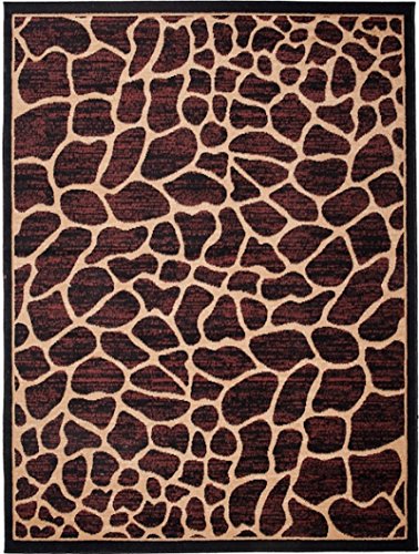 Carpeto Tierfell Teppich Schwarz 160 x 220 cm Afrika Muster Kurzflor Verona Kollektion von Carpeto Rugs