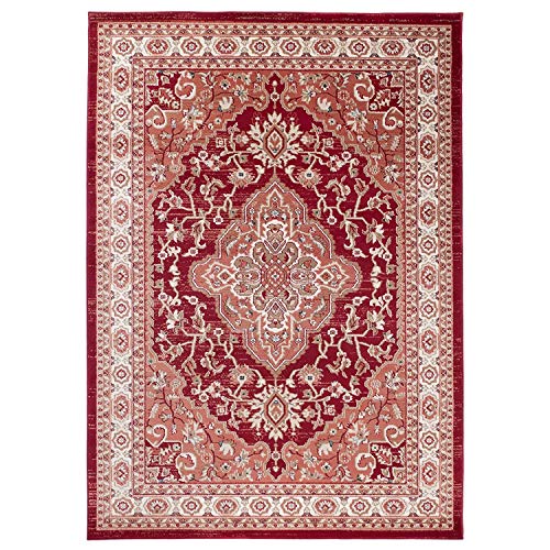 Carpeto Traditioneller Orientalischer Teppich - Kurzflor - Weicher Teppich Perser für Wohnzimmer Schlafzimmer Esszimmer - ÖKO-TEX Zertifiziert - AYLA - 200 x 300 cm - Rot von Carpeto Rugs