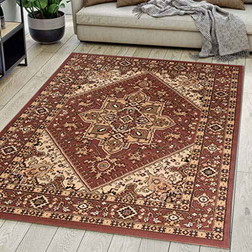 Carpeto Rugs Teppich Orientalisch Braun Klassisch Muster Kurzflor Öko-Tex Wohnzimmer 120 x 170 cm von Carpeto Rugs