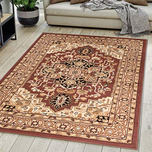 Carpeto Rugs Teppich Orientalisch Braun Klassisch Muster Kurzflor Öko-Tex Wohnzimmer 120 x 170 cm von Carpeto Rugs