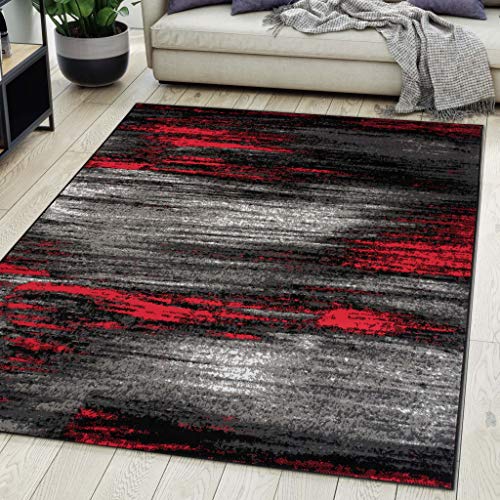 Teppich Wohnzimmer Kurzflor Grau Modern Abstrakt Muster Öko-Tex 130 x 190 cm von Carpeto Rugs