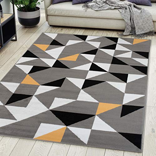 Carpeto Rugs Teppich Wohnzimmer Kurzflor Grau Modern Geometrisch Muster Öko-Tex 250 x 300 cm von Carpeto Rugs