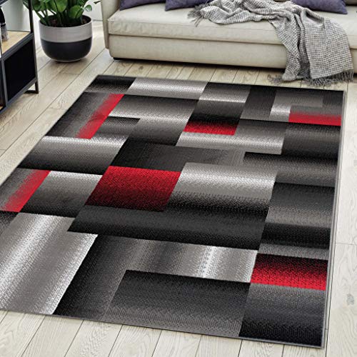 Carpeto Rugs Teppich Wohnzimmer Kurzflor Grau Modern Geometrisch Muster Öko-Tex 300 x 400 cm von Carpeto Rugs