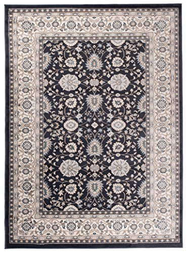 Traditioneller Klassischer Teppich für Ihre Wohnzimmer - Anthrazit Schwarz Creme - Perser Orientalisches Ziegler Muster - Blumen Ornamente - Top Qualität Pflegeleicht " AYLA " Groß 300 x 400 cm Groß von Carpeto Rugs