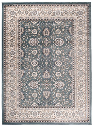 Traditioneller Klassischer Teppich für Ihre Wohnzimmer - Dunkel Grün Creme - Perser Orientalisches Ziegler Nain Muster - Blumen Ornamente - Top Qualität Pflegeleicht " AYLA " 120 x 170 cm Klein von Carpeto Rugs