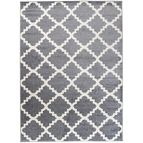 We Love Rugs - Carpeto Orientalisches Marokkanisches Teppich - Flor Modern Designer Muster - Wohnzimmer Schlafzimmer Esszimmer - Grau Weiß - 180 x 260 cm von Carpeto Rugs