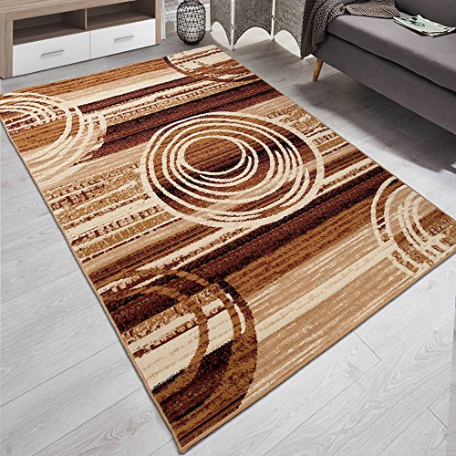 Carpeto Designer Teppich Modern Kreis Abstrakt Stil Muster Meliert in Beige Braun - ÖKO TEX (300 x 400 cm) von Carpeto Rugs