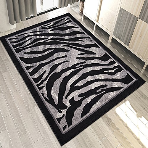 Carpeto Designer Teppich Zebra Tierfell Muster Meliert In Schwarz Grau - ÖKO TEX (200 x 300 cm) von Carpeto