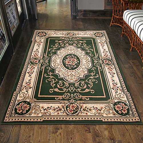 Carpeto Klassisch Orientteppich & Perserteppich mit Orientalisch Ornamente Muster Kurzflor in Grün / TOP Preis - ÖKO TEX (130 x 190 cm) von Carpeto