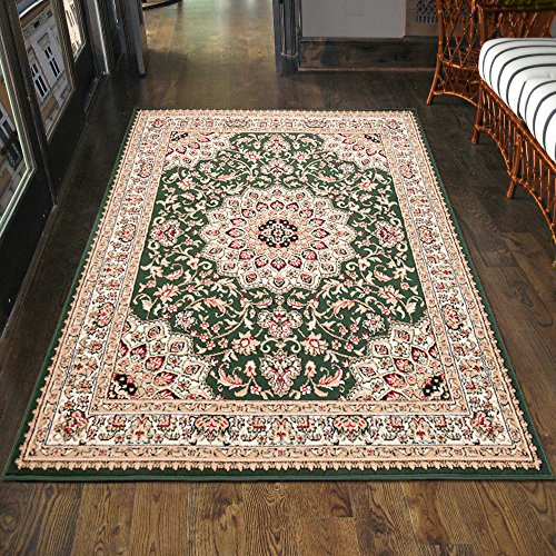 Carpeto Klassischer Orientteppich & Perserteppich mit Orientalisch Ornamente Muster Kurzflor in Grün/TOP Preis - ÖKO TEX (180 x 250 cm) von Carpeto