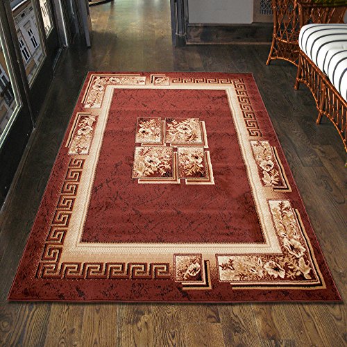 Carpeto Teppich Klassisch Braun Kurzflor Blumen Muster Günstig (180x250 cm) von Carpeto