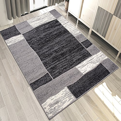 Carpeto Teppich Modern Geometrische Muster Trend Meliert in Grau, Schwarz - ÖKO TEX (130 x 190 cm) von Carpeto