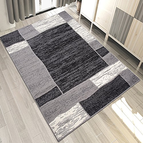 Carpeto Teppich Modern Geometrische Muster Trend Meliert in Grau, Schwarz - ÖKO TEX (140 x 200 cm) von Mazovia