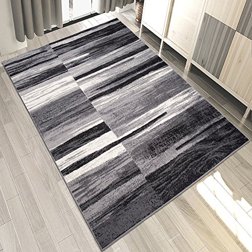 Carpeto Teppich Modern Gestreift Trend Muster Trend Meliert in Schwarz - ÖKO TEX (250 x 300 cm) von Carpeto