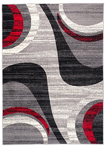 Carpeto Teppich Modern Wellen Abstrakt Muster Trend Meliert in Grau, Rot - ÖKO TEX (120 x 170 cm) von Carpeto