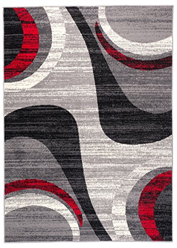 Carpeto Teppich Modern Wellen Abstrakt Muster Trend Meliert in Grau, Rot - ÖKO TEX (140 x 200 cm) von Carpeto