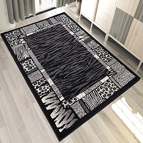Carpeto Teppich Tiermuster Schwarz Orient Zebra Animal Safari Tierfell - ÖKO TEX (160 x 220 cm) von Carpeto