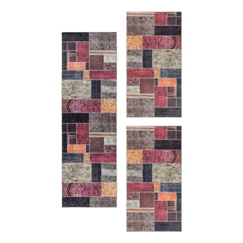 Carpetsale24 Bettumrandung Schlafzimmer 3 teilig Patchwork Multicolor Bettvorleger Schlafzimmer Bettset: 2 St. 80x150 cm | 1 St. 80x250 cm - Flachgewebe Waschbarer Teppich Läufer Set Baumwollrücken Carpetsale24 Bettumrandung Schlafzimmer 3 teilig Patchwork Multicolor Bettvorleger Schlafzimmer Bettset: 2 St. 80x150 cm | 1 St. 80x250 cm - Flachgewebe Waschbarer Teppich Läufer Set Baumwollrücken von Carpetsale24