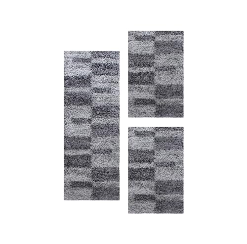 Carpetsale24 Bettumrandung Schlafzimmer 3 teilig Shaggy Hochflor Teppich Grau Bettvorleger Schlafzimmer Bettset: 2 St. 60x110 cm | 1 St. 80x150 cm - Flauschiger Teppich Läufer Set Kariert Design Carpetsale24 Bettumrandung Schlafzimmer 3 teilig Shaggy Hochflor Teppich Grau Bettvorleger Schlafzimmer Bettset: 2 St. 60x110 cm | 1 St. 80x150 cm - Flauschiger Teppich Läufer Set Kariert Design von Carpetsale24