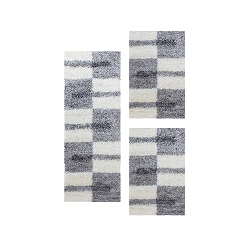 Carpetsale24 Bettumrandung Schlafzimmer 3 teilig Shaggy Hochflor Teppich Hellgrau Bettvorleger Schlafzimmer Bettset: 2 St. 60x110 cm | 1 St. 80x150 cm - Flauschiger Teppich Läufer Set Kariert Design Carpetsale24 Bettumrandung Schlafzimmer 3 teilig Shaggy Hochflor Teppich Hellgrau Bettvorleger Schlafzimmer Bettset: 2 St. 60x110 cm | 1 St. 80x150 cm - Flauschiger Teppich Läufer Set Kariert Design von Carpetsale24