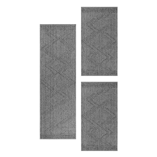 Carpetsale24 Bettumrandung Schlafzimmer 3 teilig Skandinavischer Teppich Grau Bettvorleger Schlafzimmer Bettset: 2 St. 80x150 cm | 1 St. 80x250 cm - Boho Stil Teppich Hoch-Tief Effekt Läufer Set Carpetsale24 Bettumrandung Schlafzimmer 3 teilig Skandinavischer Teppich Grau Bettvorleger Schlafzimmer Bettset: 2 St. 80x150 cm | 1 St. 80x250 cm - Boho Stil Teppich Hoch-Tief Effekt Läufer Set von Carpetsale24