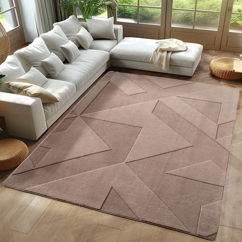 Carpetsale24 Boho Teppich 160 x 230 cm Beige – Weicher Geometrischem Kurzflor mit 3D-Effekt – Waschbar & Pflegeleicht – Moderner Teppich für Wohnzimmer, Esszimmer oder Schlafzimmer von Carpetsale24