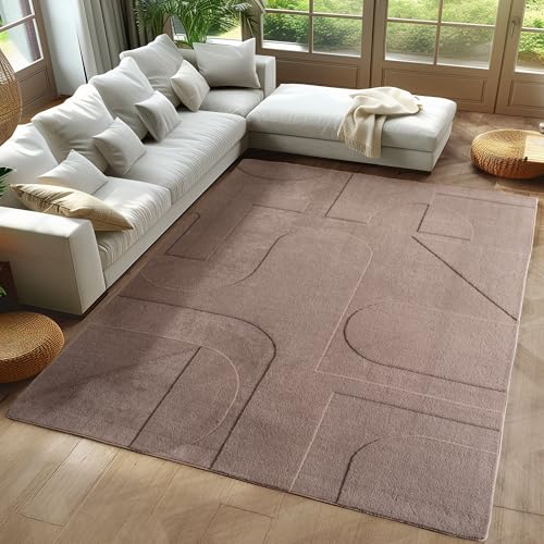 Carpetsale24 Boho Teppich 240 x 340 cm Beige, Weicher Skandinavischer Kurzflor mit 3D-Effekt, Waschbar & Pflegeleicht, XXL Teppich für Wohnzimmer, Esszimmer oder großzügige Wohnbereiche von Carpetsale24