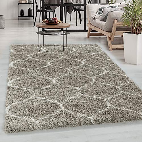 Carpetsale24 Designer Hochflor Teppich Modern, Skandinavische Design, Flauschiger Langflor Shaggy Teppich, Rechteckig, Pflegeleicht, Wohnzimmerteppich, Größe:240 x 340 cm,Farbe:Beige-Creme von Carpetsale24