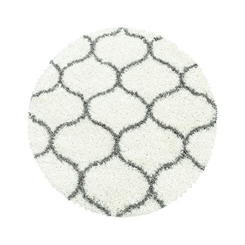 Carpetsale24 Designer Hochflor Teppich Modern, Skandinavische Design, Flauschiger Langflor Shaggy Teppich, Runder Teppich, Pflegeleicht, Wohnzimmerteppich, Größe:120 cm Rund,Farbe:Creme-Grau Carpetsale24 Designer Hochflor Teppich Modern, Skandinavische Design, Flauschiger Langflor Shaggy Teppich, Runder Teppich, Pflegeleicht, Wohnzimmerteppich, Größe:120 cm Rund,Farbe:Creme-Grau von Carpetsale24