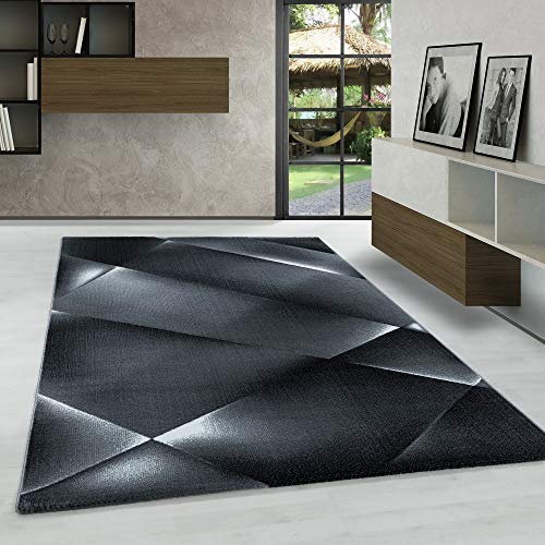 Carpetsale24 Designer Kurzflor Teppich Modern, Abstrakt Gemustert Schwarz, Rechteckig, Pflegeleicht, Wohnzimmerteppich, Größe:160 x 230 cm von Carpetsale24