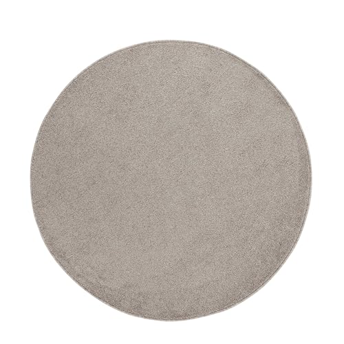 Carpetsale24 Dichtere Kurzflor Teppich Wohnzimmer 120 cm Rund Beige Modern Design - Teppich Flauschig, Waschbar, Extra Weich & Pflegeleicht - für Schlafzimmer, Esszimmer - Ideal als Küchenteppich von Carpetsale24