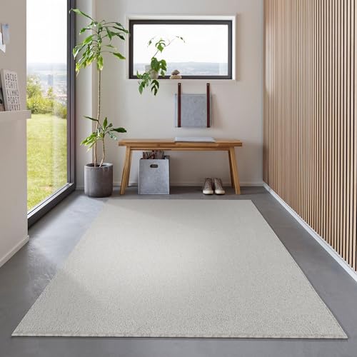 Carpetsale24 Dichtere Kurzflor Teppich Läufer Flur 80 x 150 cm Creme Modern Design - Teppich Flauschig, Waschbar, Extra Weich & Pflegeleicht - für Bettvorleger Schlafzimmer, Küchenläufer, Wohnzimmer von Carpetsale24