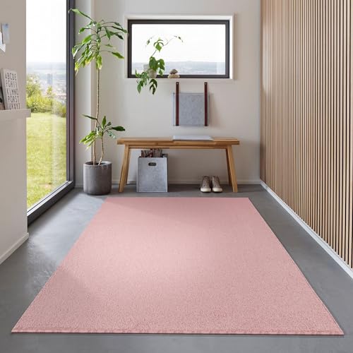 Carpetsale24 Dichtere Kurzflor Teppich Wohnzimmer 160x230 cm Rosa Modern Design - Teppich Flauschig, Waschbar, Extra Weich & Pflegeleicht - für Schlafzimmer, Esszimmer - Ideal als Küchenteppich von Carpetsale24