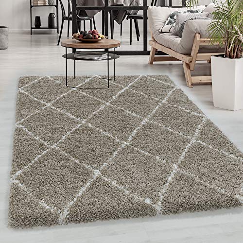 Carpetsale24 Hochflor Teppich Beige 200x290 cm Rauten Design Flauschig-Weich Langflor Wohnzimmerteppich Skandinavischer Stil Shaggy Teppich Carpetsale24 Hochflor Teppich Beige 200x290 cm Rauten Design Flauschig-Weich Langflor Wohnzimmerteppich Skandinavischer Stil Shaggy Teppich von Carpetsale24