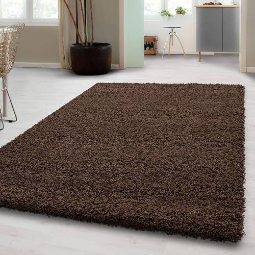 Carpetsale24 Shaggy Hochflor Teppich Wohnzimmer 120 x 170 cm Braun Modern - Teppich Flauschig, Extra Weich, Pflegeleicht und einfarbig - für Schlafzimmer, Esszimmer - Ideal als Küchenteppich von Carpetsale24