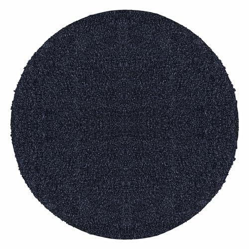 Carpetsale24 Shaggy Hochflor Teppich Wohnzimmer 120 cm Rund Marineblau Modern - Teppich Flauschig, Extra Weich, Pflegeleicht und einfarbig - für Schlafzimmer, Esszimmer - Ideal als Küchenteppich von Carpetsale24