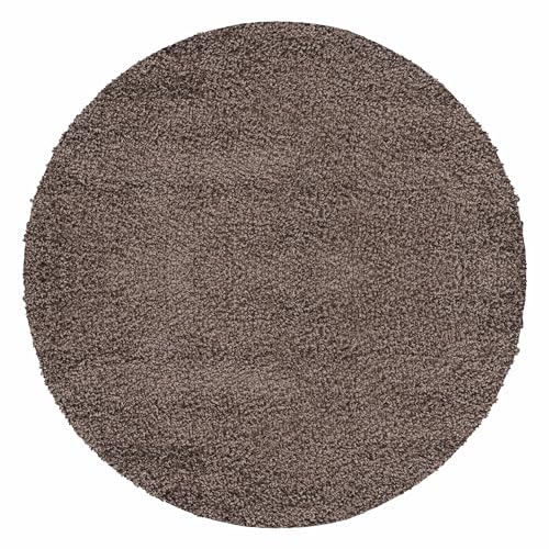 Carpetsale24 Runder Hochflor Teppich 120 cm Mokka, gemütlich & weich, modern & schlicht, perfekt für Flur oder unter Beistelltische von Carpetsale24