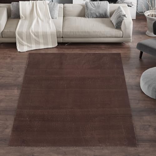 Carpetsale24 Hochflor Teppich Wohnzimmer - Moderne Einfarbig Design Braun 80 x 150 cm Läufer - Flauschiger Shaggy Schlafzimmer Pflegeleicht und Extra Weich - Waschbar Plüsch Felloptik von Carpetsale24
