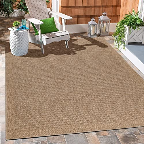 Carpetsale24 Küchenteppich Waschbar Flachgewebe Sisal Optik Indoor Teppich Naturfarben 140 x 200 cm - Outdoor Teppich Wetterfest Vintage Design Balkon Teppich Wasserfest - Waschbarer Teppich Garten von Carpetsale24