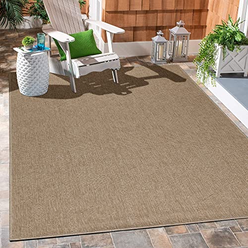 Carpetsale24 Küchenteppich Waschbar Flachgewebe Sisal Optik Indoor Teppich Naturfarben 280 x 370 cm - Outdoor Teppich Wetterfest Vintage Design Balkon Teppich Wasserfest - Waschbarer Teppich Garten von Carpetsale24