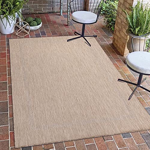 Carpetsale24 Küchenteppich Waschbar Rutschfest Indoor Waschbarer Teppich Beige 120 x 170 cm - In & Outdoor Teppich Wetterfest Einfarbig-Bordüre Balkon Teppich Wasserfest - Teppich Küche Terasse Garten von Carpetsale24