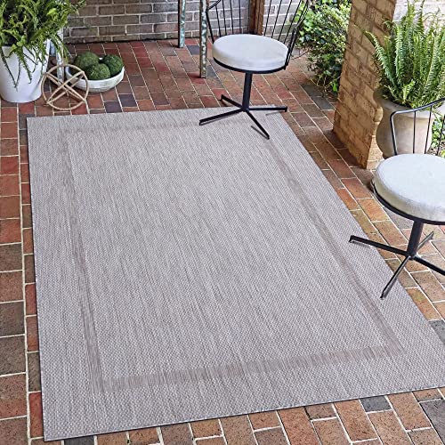 Carpetsale24 Küchenteppich Waschbar rutschfest Indoor Waschbarer Teppich Silberfarbe 120 x 170 cm - In & Outdoor Teppich Wetterfest Einfarbig-Bordüre Balkon Teppich Wasserfest - Teppich Küche Terasse von Carpetsale24