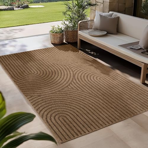 Carpetsale24 Outdoor Teppich Wetterfest 240 x 340 cm Beige - Robust, Polypropylen, Natürlicher Jute-Optik, Antirutsch, Waschbar - In- & Outdoor Teppich für Balkon, Garten, Terrasse, Küche, Esszimmer von Carpetsale24