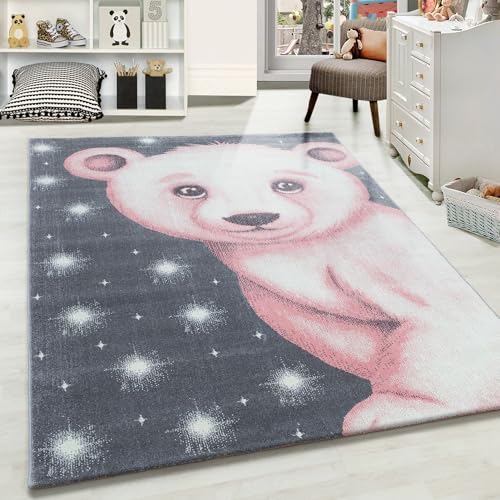 Carpetsale24 Kinderteppich Modern Bären Design Pink und Grau 80 x 150 cm - Kurzflor Teppich Kinderzimmer Waschbarer Spielteppich Babyteppich für Junge und Mädchen Extra Weich und Antiallergen Läufer Carpetsale24 Kinderteppich Modern Bären Design Pink und Grau 80 x 150 cm - Kurzflor Teppich Kinderzimmer Waschbarer Spielteppich Babyteppich für Junge und Mädchen Extra Weich und Antiallergen Läufer von Carpetsale24