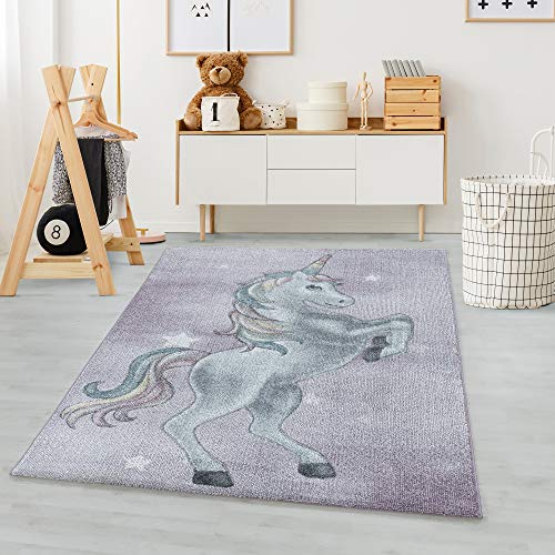 Carpetsale24 Kinderteppich Modern Einhorn Design Pastellfarben Violett 80 x 150 cm Läufer - Kurzflor Teppich Kinderzimmer Spielteppich Babyteppich für Junge und Mädchen Extra Weich und Antiallergen Carpetsale24 Kinderteppich Modern Einhorn Design Pastellfarben Violett 80 x 150 cm Läufer - Kurzflor Teppich Kinderzimmer Spielteppich Babyteppich für Junge und Mädchen Extra Weich und Antiallergen von Carpetsale24